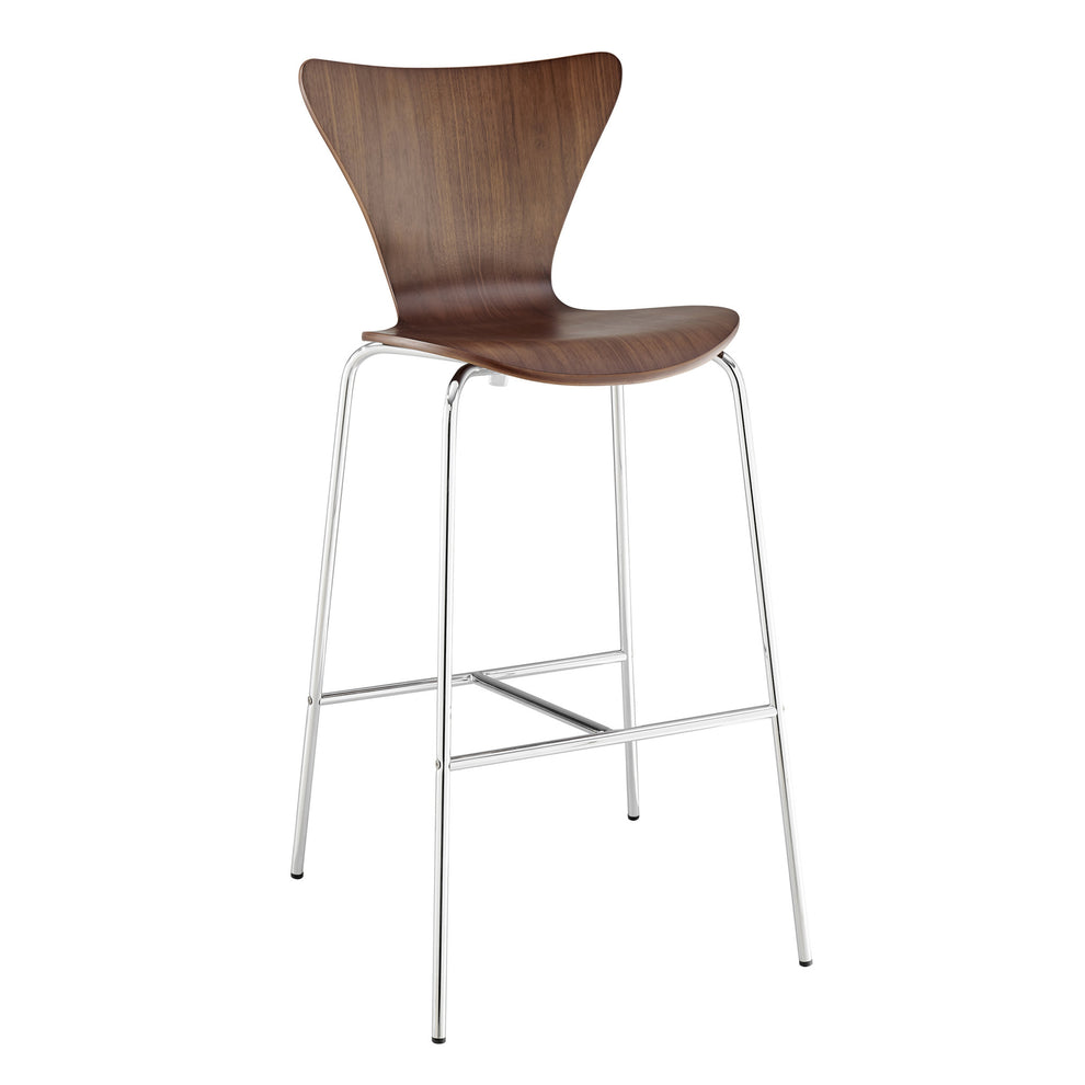 Brown And Silver Metallic Stainless Steel Bar Chair By Homeroots | Bar Stools | Modishstore - 2