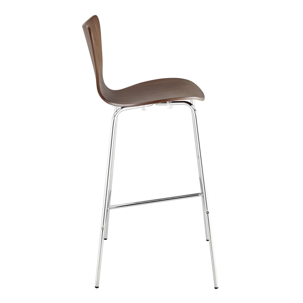 Brown And Silver Metallic Stainless Steel Bar Chair By Homeroots | Bar Stools | Modishstore - 3