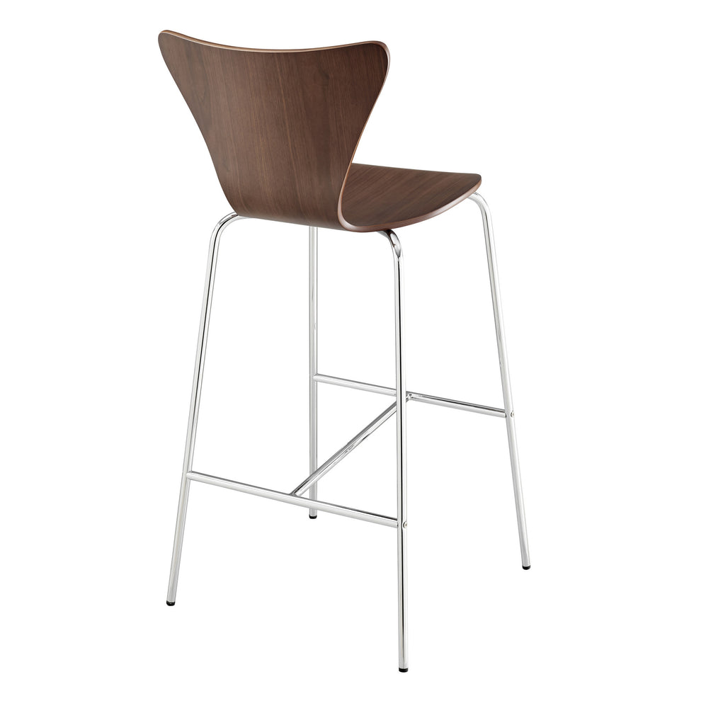 Brown And Silver Metallic Stainless Steel Bar Chair By Homeroots | Bar Stools | Modishstore - 4