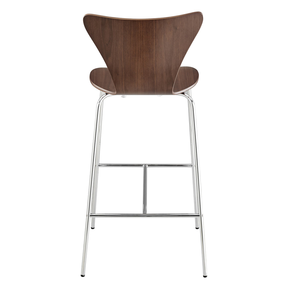 Brown And Silver Metallic Stainless Steel Bar Chair By Homeroots | Bar Stools | Modishstore - 5