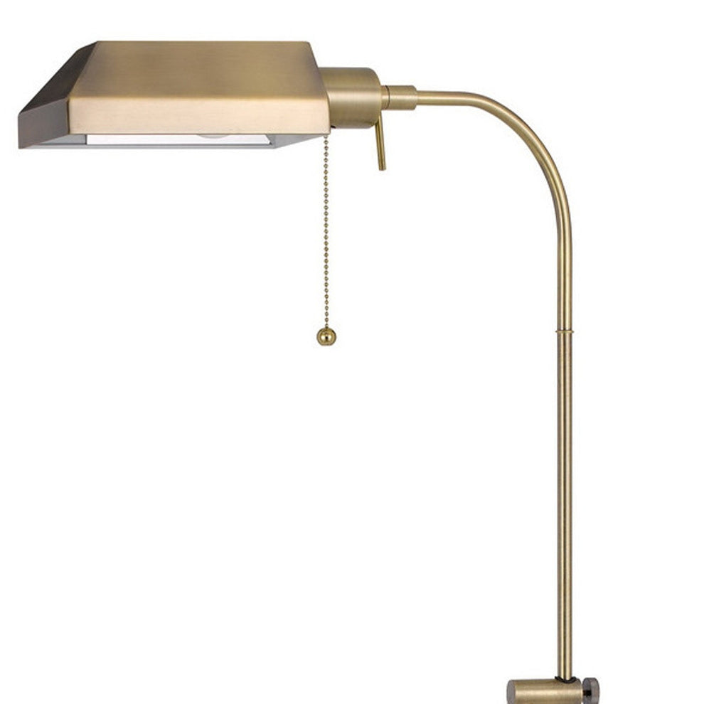 Brass Adjustable Traditional Shaped Floor Lamp With Bronze Square Shade By Homeroots | Floor Lamps | Modishstore - 4
