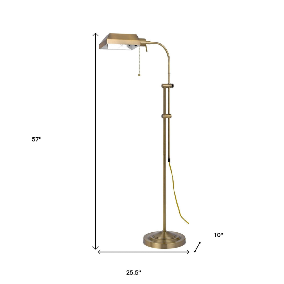 Brass Adjustable Traditional Shaped Floor Lamp With Bronze Square Shade By Homeroots | Floor Lamps | Modishstore - 5