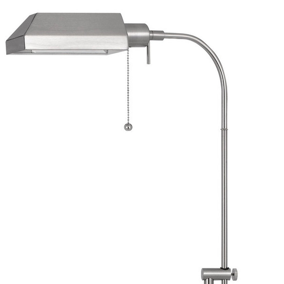 Nickel Adjustable Traditional Shaped Floor Lamp With Nickel Square Shade By Homeroots | Floor Lamps | Modishstore - 4