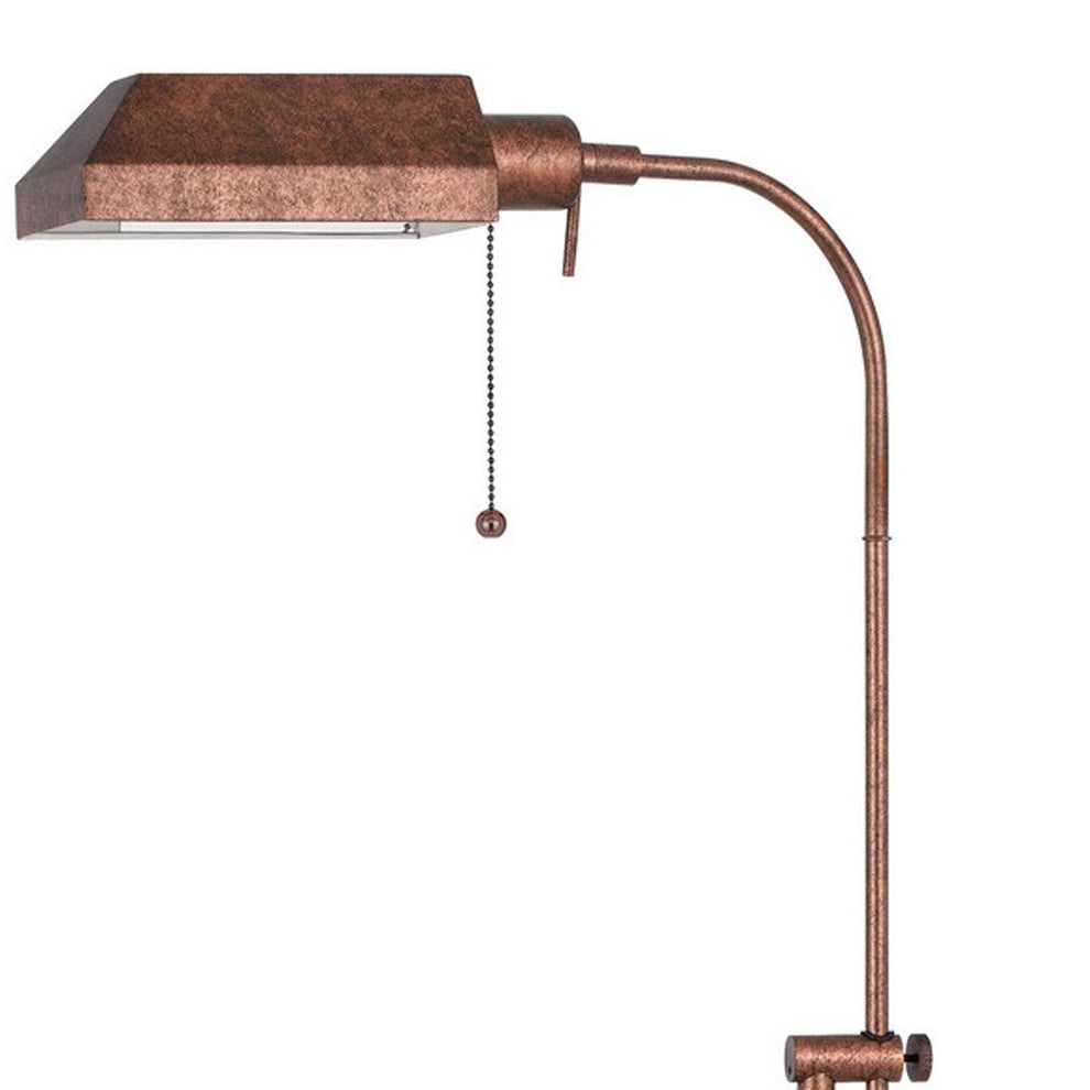 Rusted Adjustable Traditional Shaped Floor Lamp With Rust Square Shade By Homeroots | Floor Lamps | Modishstore - 4