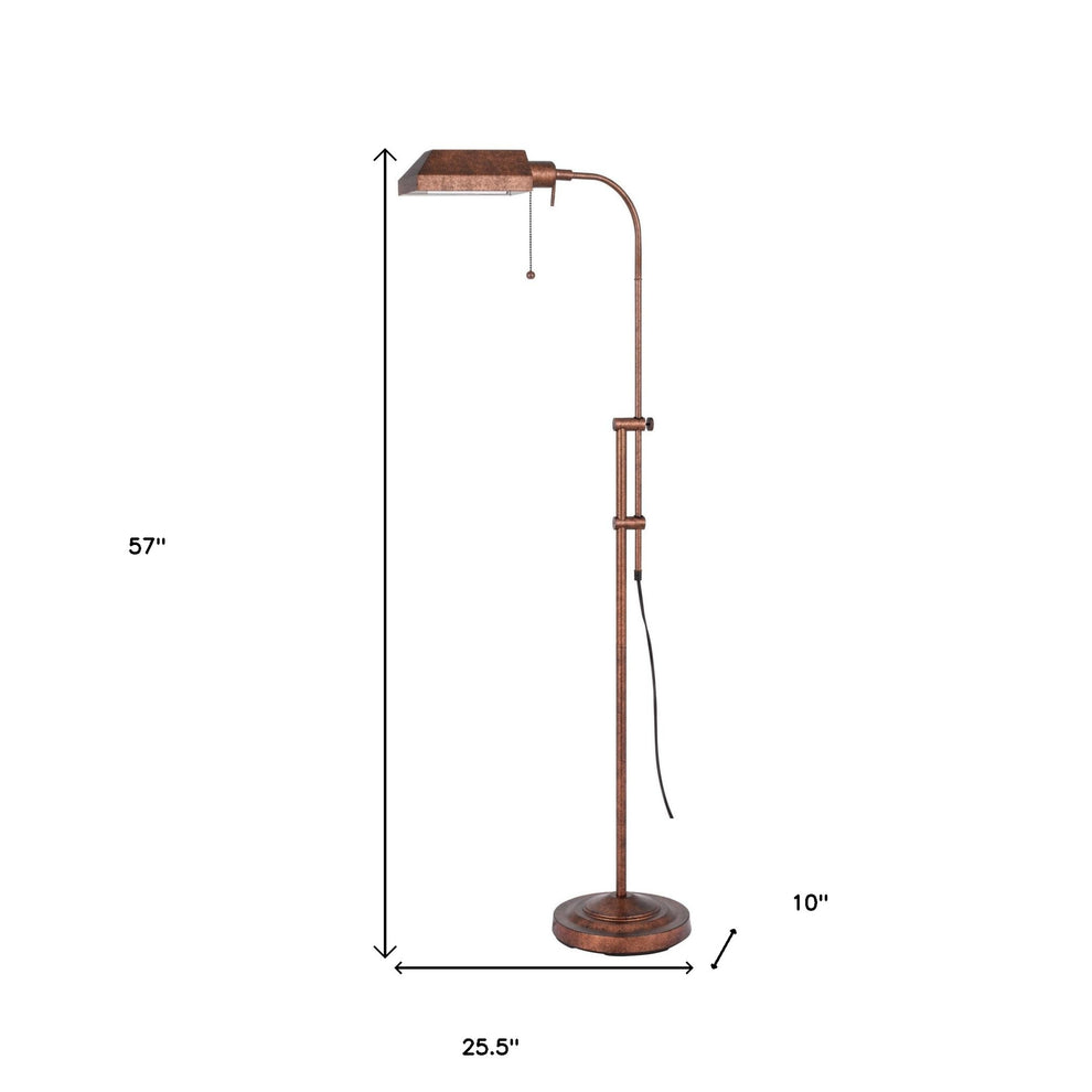 Rusted Adjustable Traditional Shaped Floor Lamp With Rust Square Shade By Homeroots | Floor Lamps | Modishstore - 5
