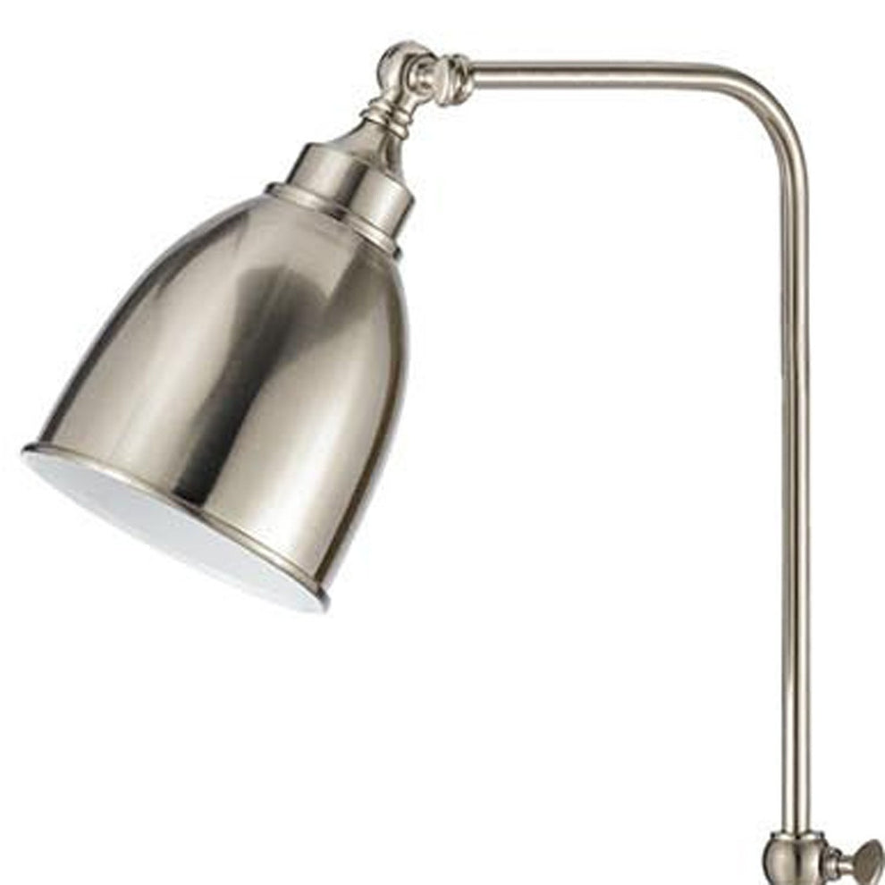 Nickel Adjustable Traditional Shaped Floor Lamp With Nickel Dome Shade By Homeroots | Floor Lamps | Modishstore - 3