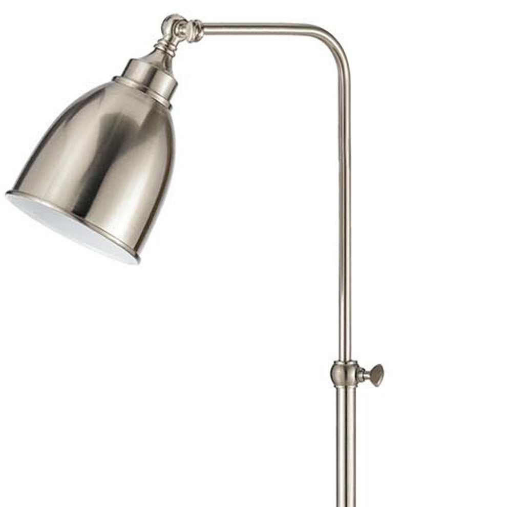 Nickel Adjustable Traditional Shaped Floor Lamp With Nickel Dome Shade By Homeroots | Floor Lamps | Modishstore - 4