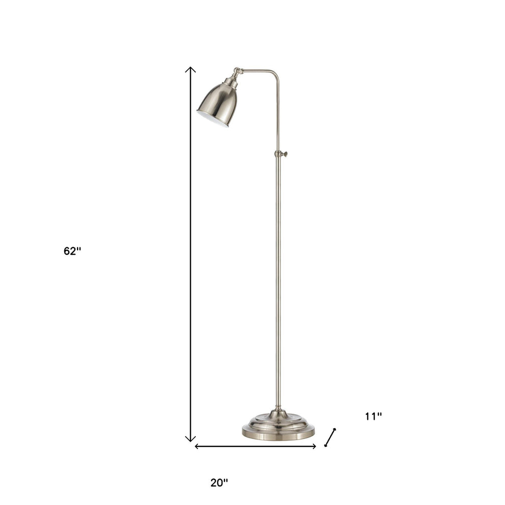 Nickel Adjustable Traditional Shaped Floor Lamp With Nickel Dome Shade By Homeroots | Floor Lamps | Modishstore - 5