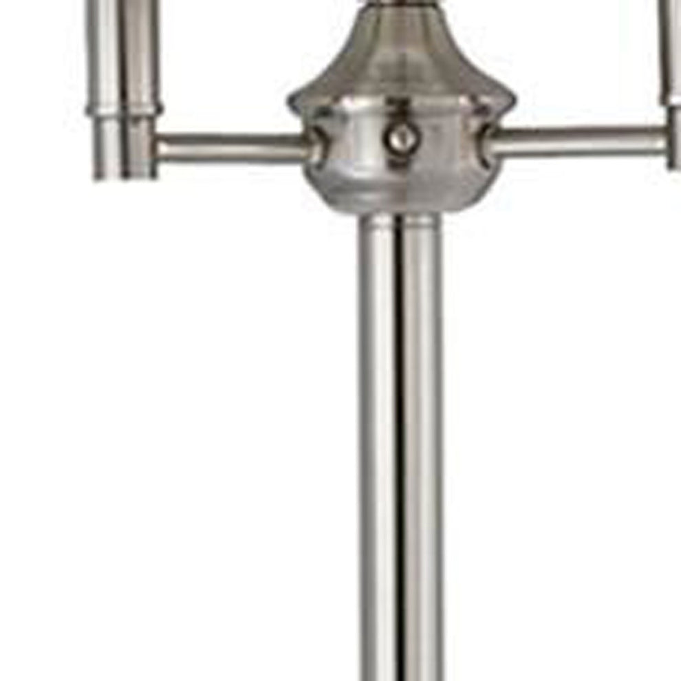 Nickel Four Light Traditional Shaped Floor Lamp With White Square Shade By Homeroots | Floor Lamps | Modishstore - 3