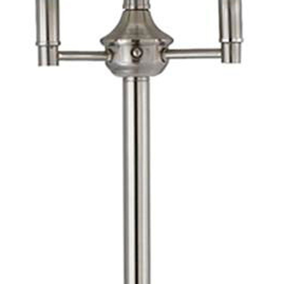 Nickel Four Light Traditional Shaped Floor Lamp With White Square Shade By Homeroots | Floor Lamps | Modishstore - 4