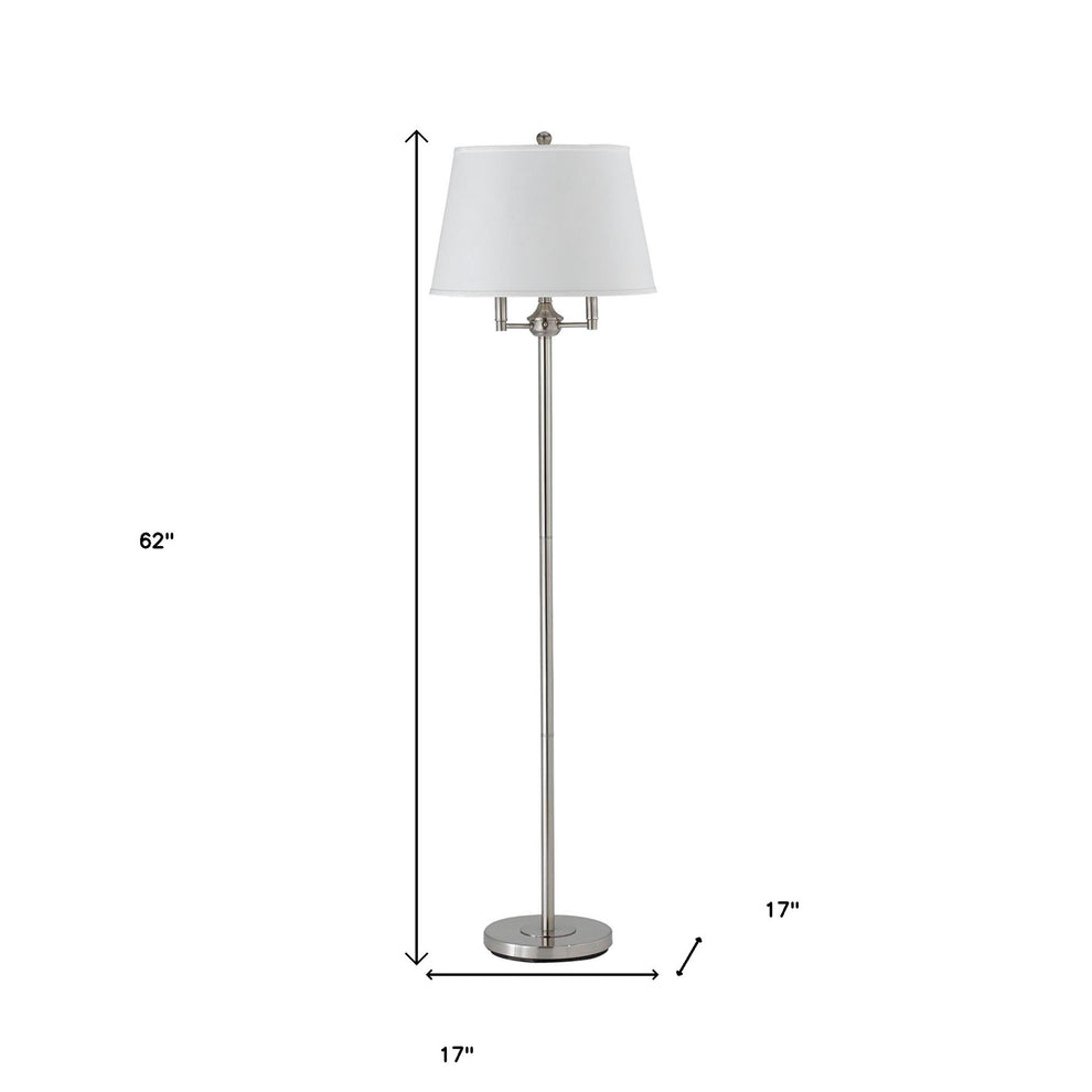 Nickel Four Light Traditional Shaped Floor Lamp With White Square Shade By Homeroots | Floor Lamps | Modishstore - 5