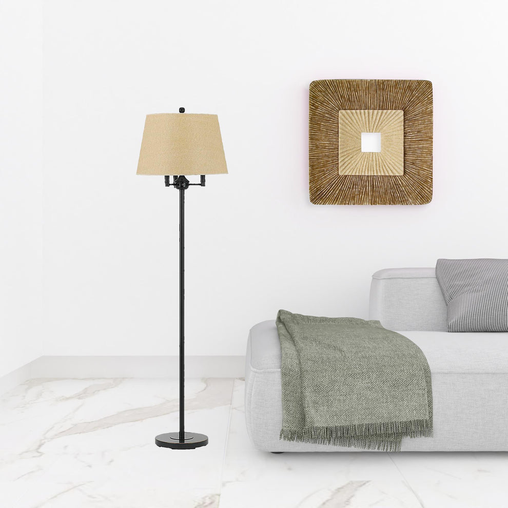 Bronze Four Light Floor Lamp With Beige Fabric Square Shade By Homeroots | Floor Lamps | Modishstore - 2
