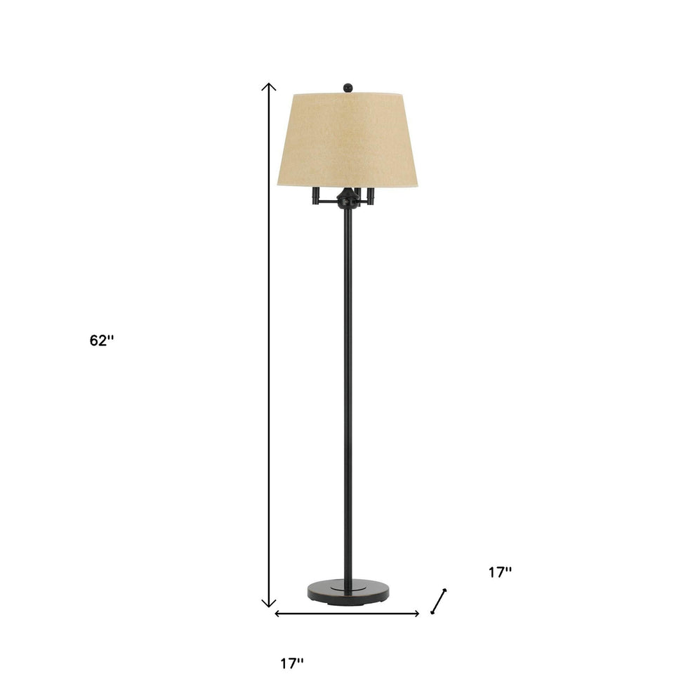 Bronze Four Light Floor Lamp With Beige Fabric Square Shade By Homeroots | Floor Lamps | Modishstore - 5