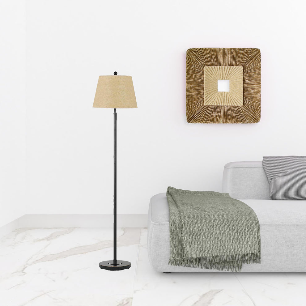Bronze Traditional Shaped Floor Lamp With Tan Square Shade By Homeroots | Floor Lamps | Modishstore - 2