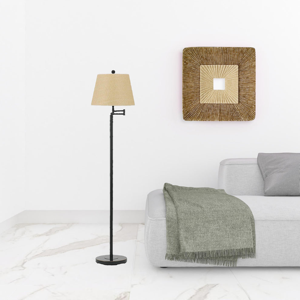 Bronze Swing Arm Floor Lamp With White Square Shade By Homeroots | Floor Lamps | Modishstore - 2