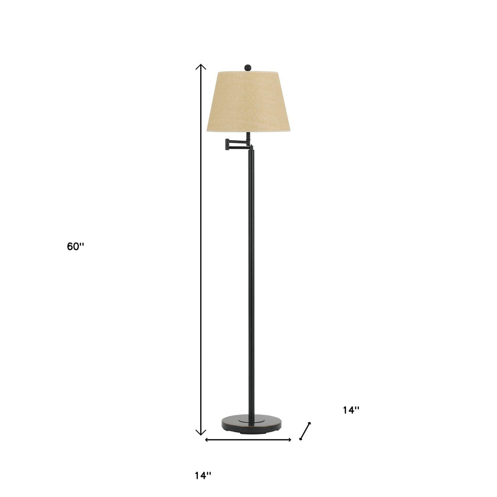 Bronze Swing Arm Floor Lamp With White Square Shade By Homeroots | Floor Lamps | Modishstore - 5