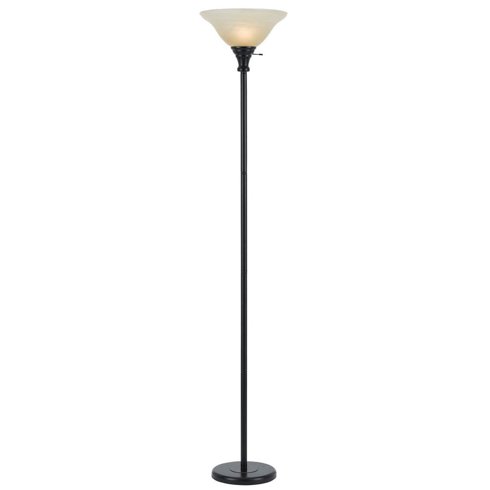 Bronze Torchiere Floor Lamp With Beige Frosted Glass Dome Shade By Homeroots | Floor Lamps | Modishstore - 6