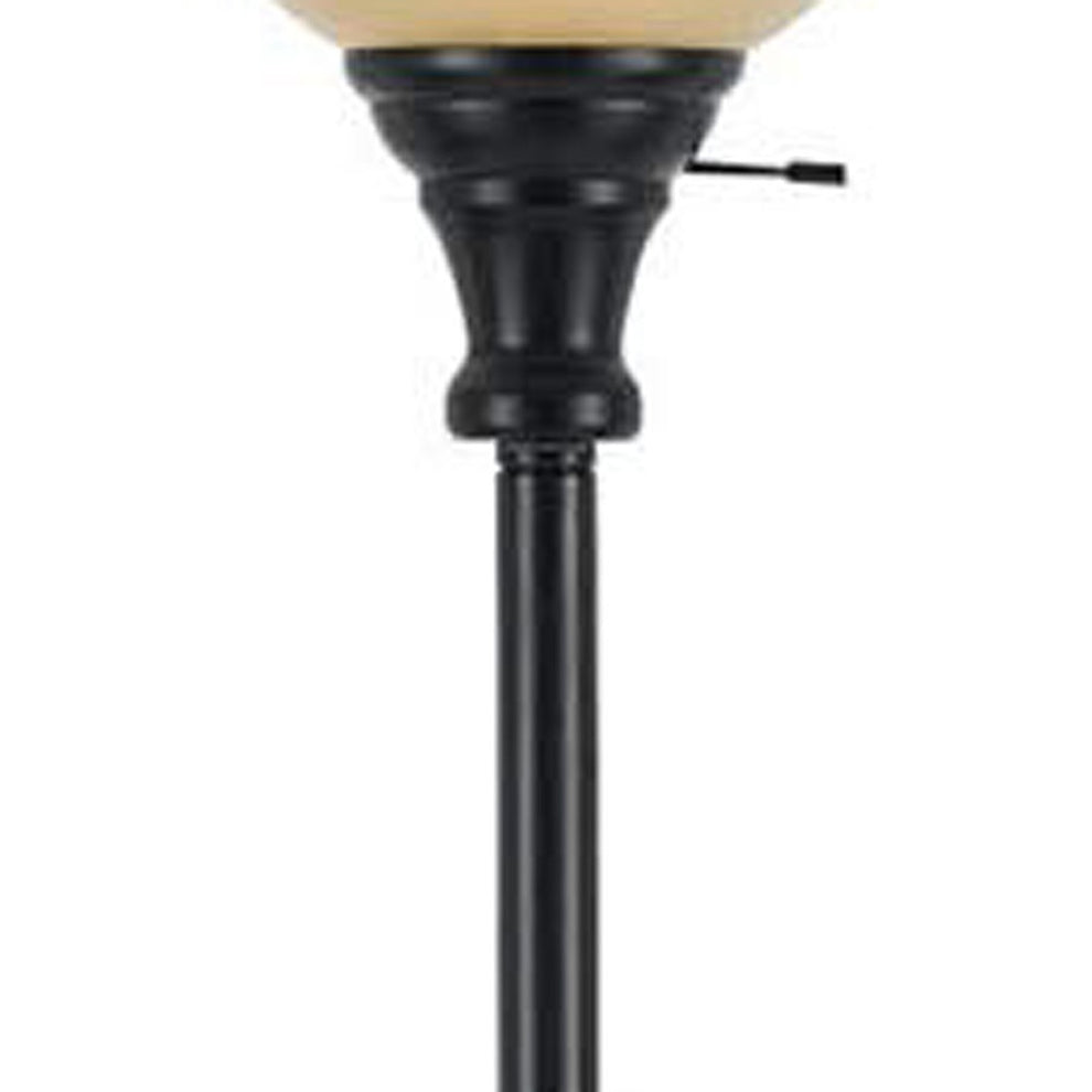 Bronze Torchiere Floor Lamp With Beige Frosted Glass Dome Shade By Homeroots | Floor Lamps | Modishstore - 4