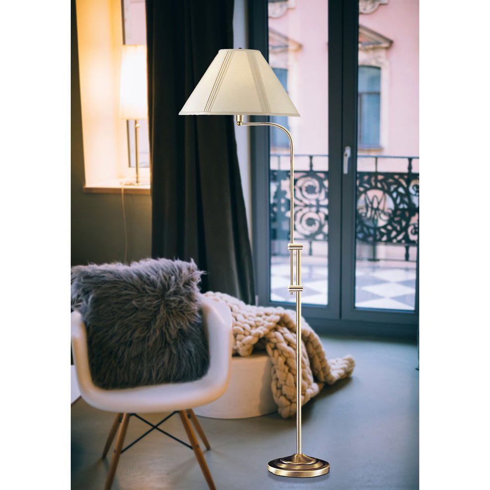Bronze Adjustable Traditional Shaped Floor Lamp With Beige Empire Shade By Homeroots | Floor Lamps | Modishstore - 4
