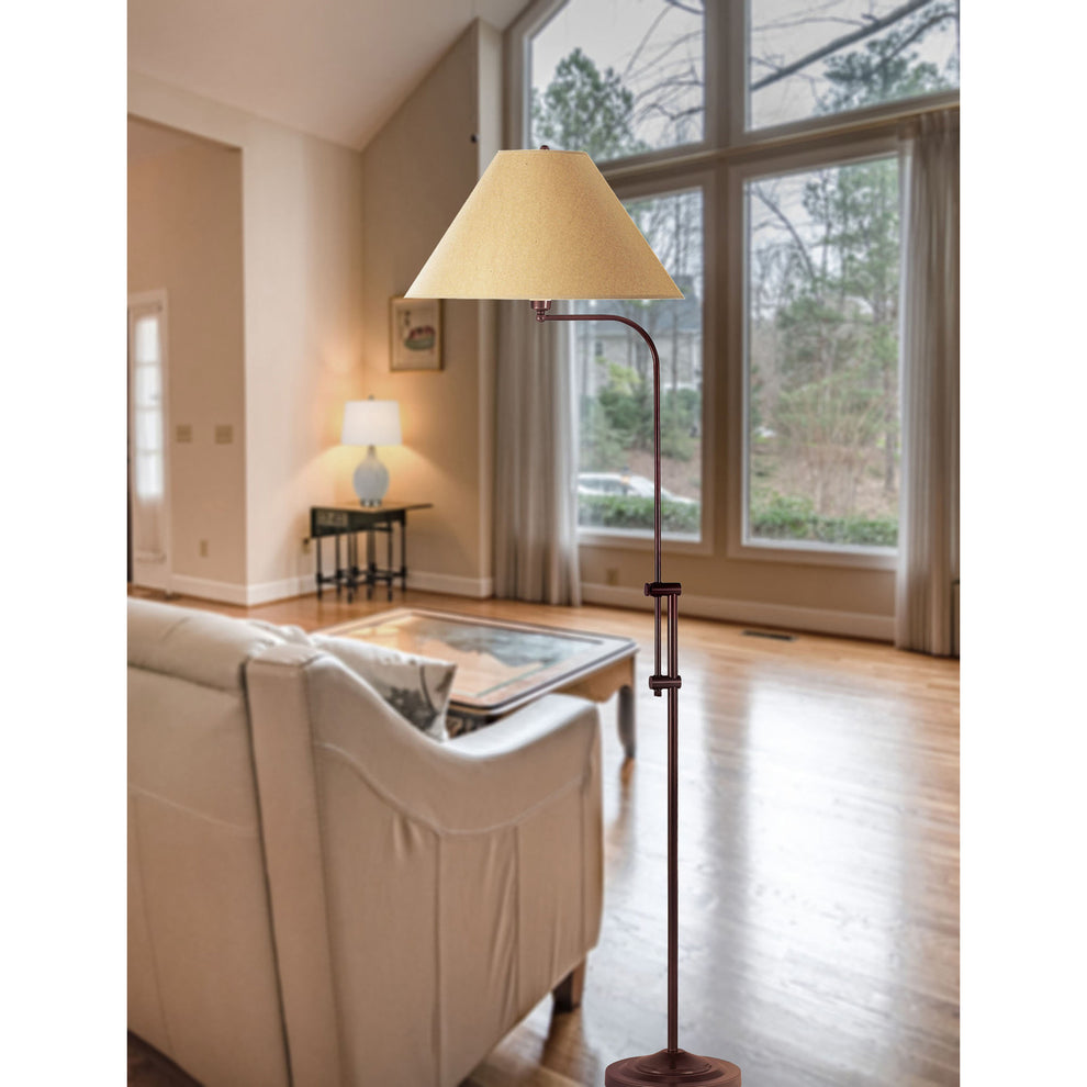 Rusted Adjustable Traditional Shaped Floor Lamp With Brown Empire Shade By Homeroots | Floor Lamps | Modishstore - 3