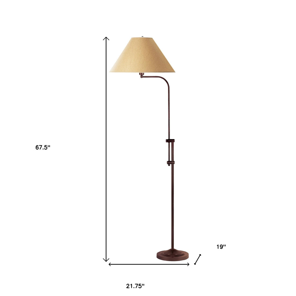 Rusted Adjustable Traditional Shaped Floor Lamp With Brown Empire Shade By Homeroots | Floor Lamps | Modishstore - 4