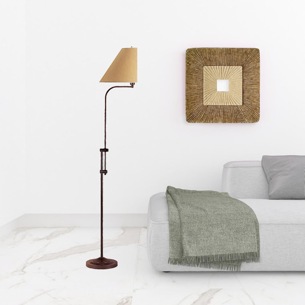 Rusted Adjustable Traditional Shaped Floor Lamp With Brown Empire Shade By Homeroots | Floor Lamps | Modishstore - 5