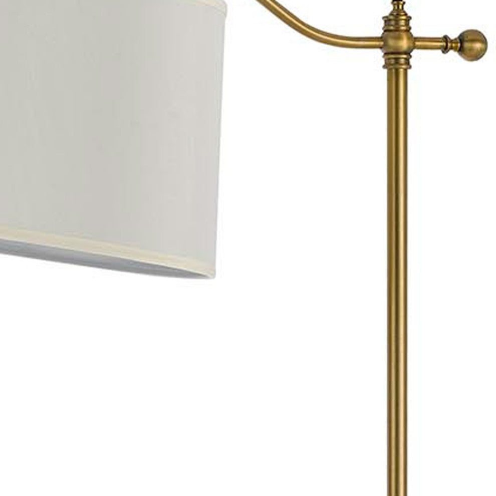 Bronze Adjustable Height Swing Arm Floor Lamp With White Fabric Shade By Homeroots | Floor Lamps | Modishstore - 3