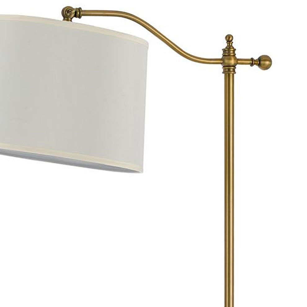 Bronze Adjustable Height Swing Arm Floor Lamp With White Fabric Shade By Homeroots | Floor Lamps | Modishstore - 4