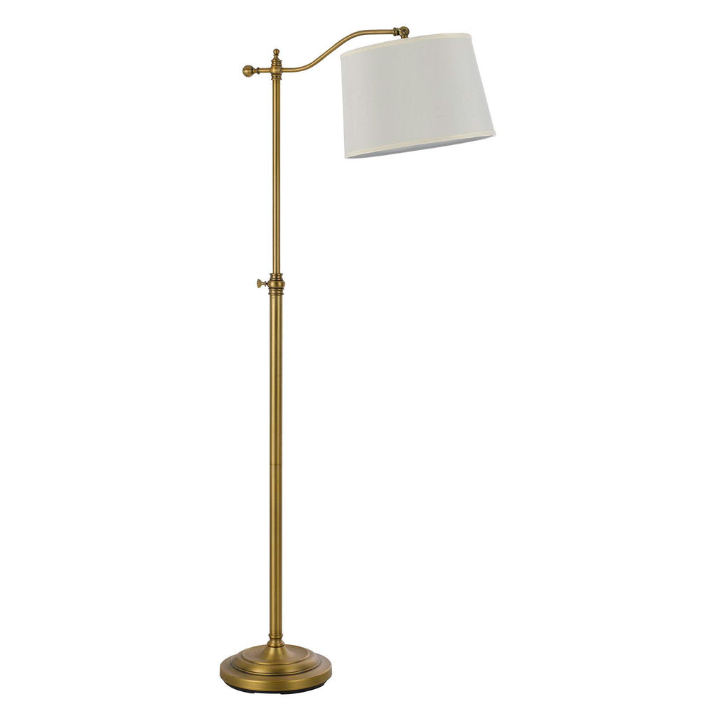 Bronze Adjustable Height Swing Arm Floor Lamp With White Fabric Shade By Homeroots | Floor Lamps | Modishstore - 2