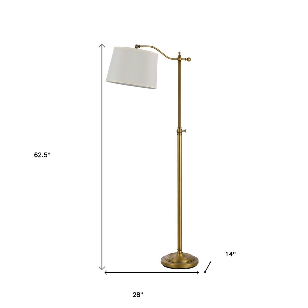 Bronze Adjustable Height Swing Arm Floor Lamp With White Fabric Shade By Homeroots | Floor Lamps | Modishstore - 5