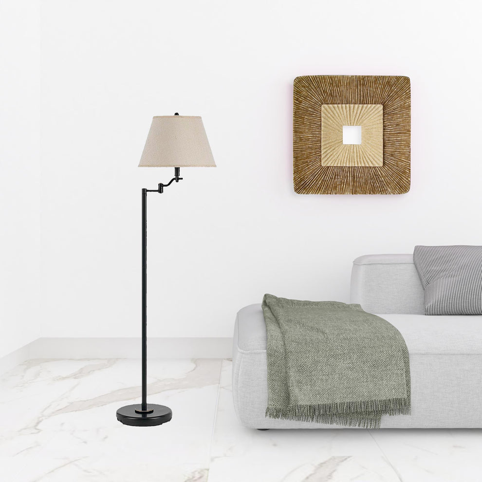 Bronze Swing Arm Floor Lamp With Beige Fabric Empire Shade By Homeroots | Floor Lamps | Modishstore - 2