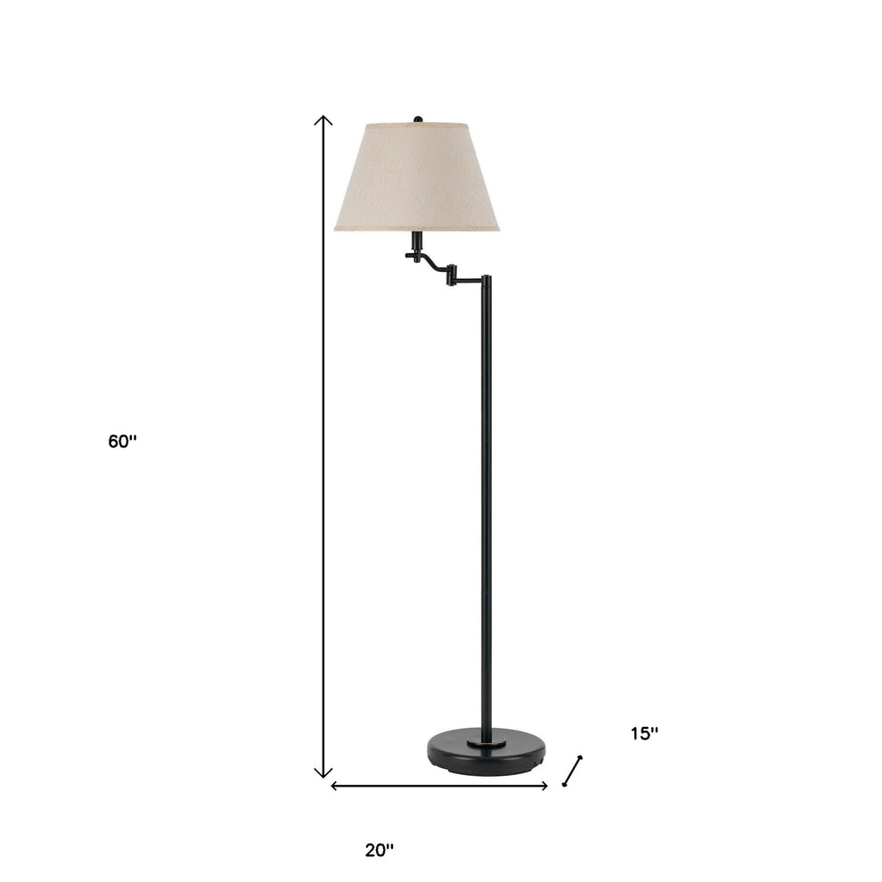 Bronze Swing Arm Floor Lamp With Beige Fabric Empire Shade By Homeroots | Floor Lamps | Modishstore - 5