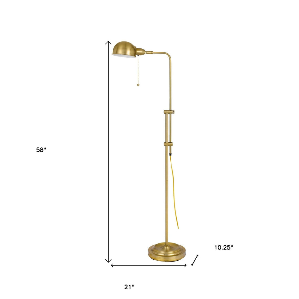 Brass Adjustable Floor Lamp With Bronze Dome Shade By Homeroots | Floor Lamps | Modishstore - 5