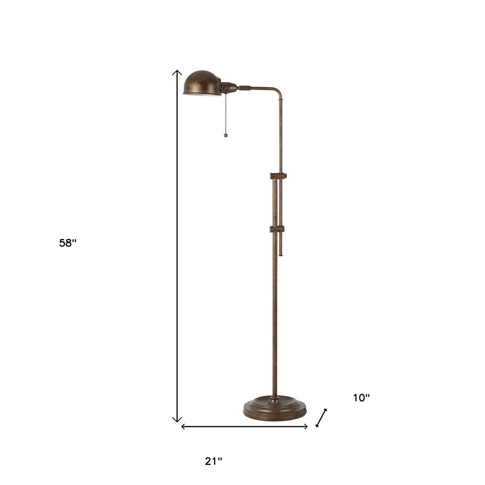 Rust Metal Adjustable Swing Arm Floor Lamp With Rust Metal Dome Shade By Homeroots | Floor Lamps | Modishstore - 5