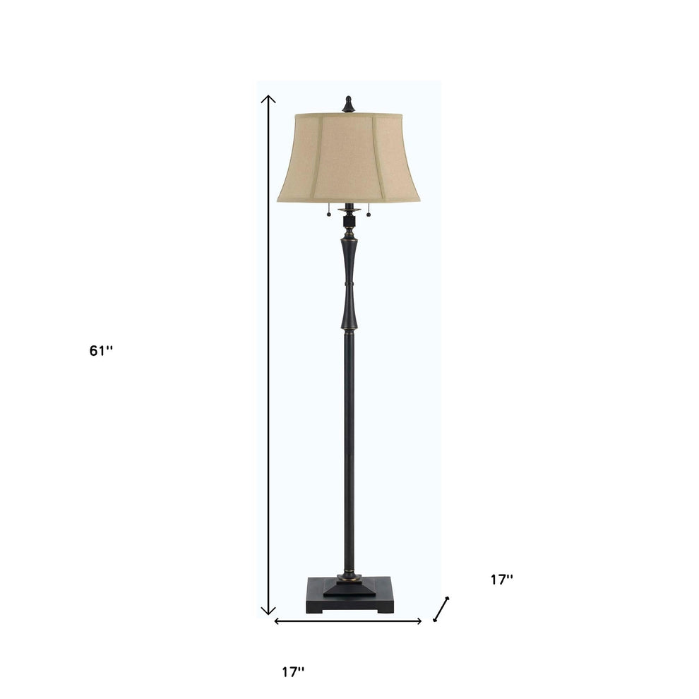 Bronze Two Light Traditional Shaped Floor Lamp With Brown Square Shade By Homeroots | Floor Lamps | Modishstore - 5