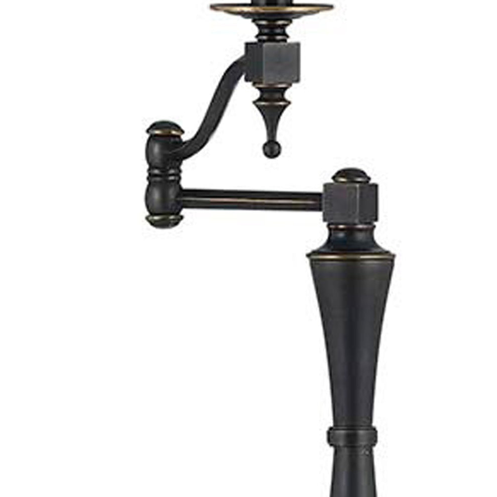 Bronze Swing Arm Floor Lamp With Brown Square Shade By Homeroots | Floor Lamps | Modishstore - 3