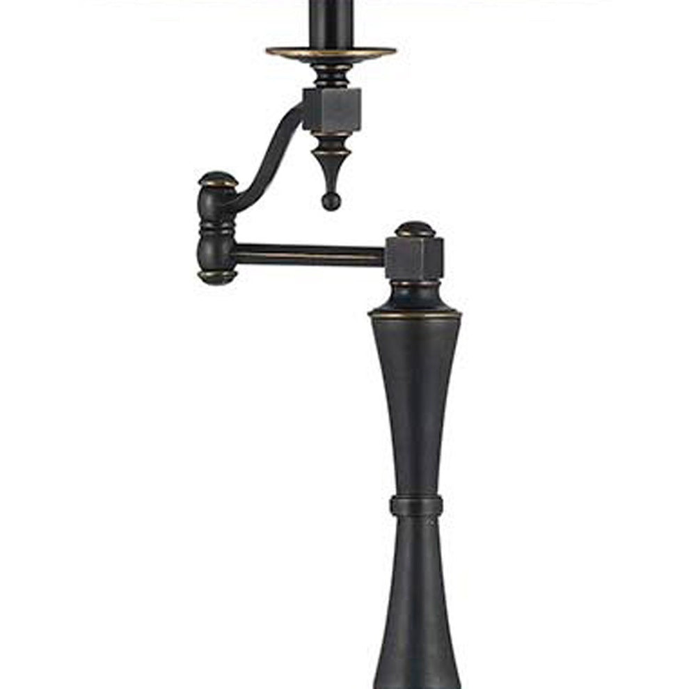 Bronze Swing Arm Floor Lamp With Brown Square Shade By Homeroots | Floor Lamps | Modishstore - 4