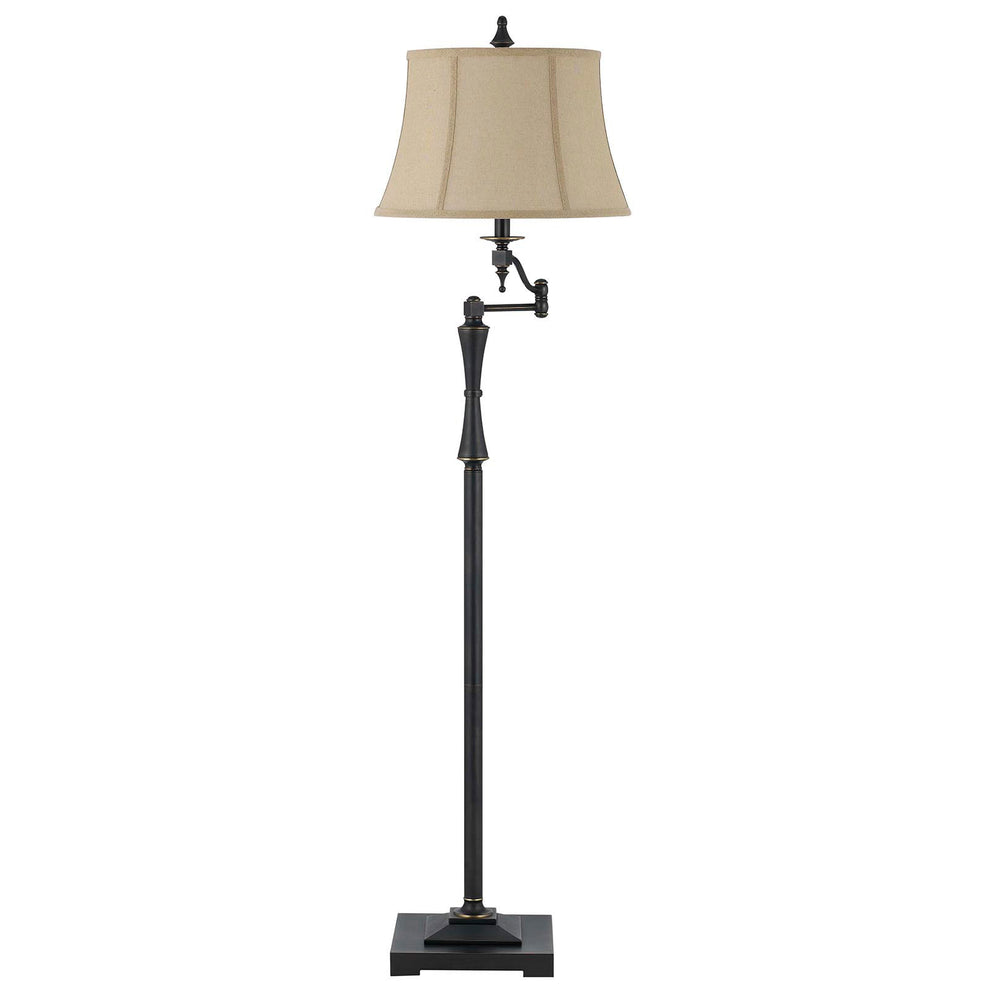 Bronze Swing Arm Floor Lamp With Brown Square Shade By Homeroots | Floor Lamps | Modishstore - 6