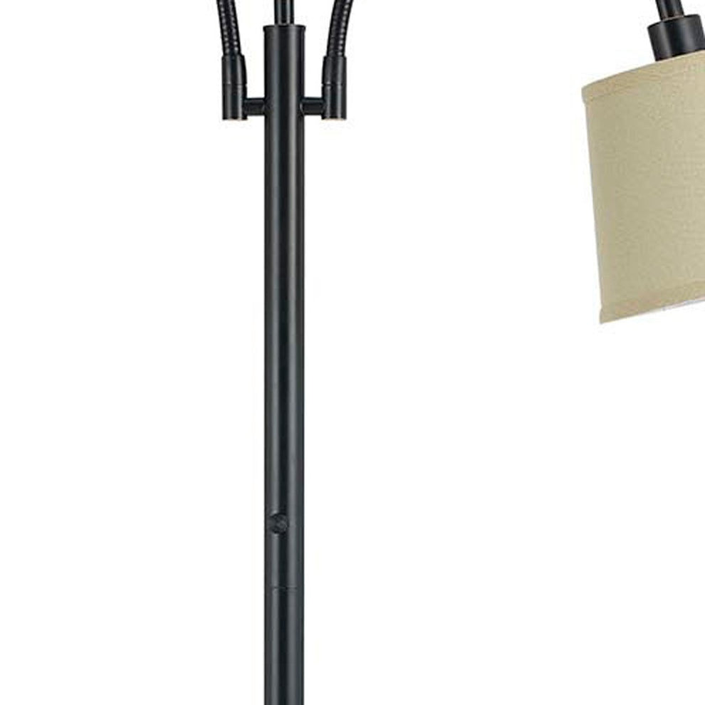Bronze Two Light Traditional Shaped Floor Lamp With Tan Square Shade By Homeroots | Floor Lamps | Modishstore - 3