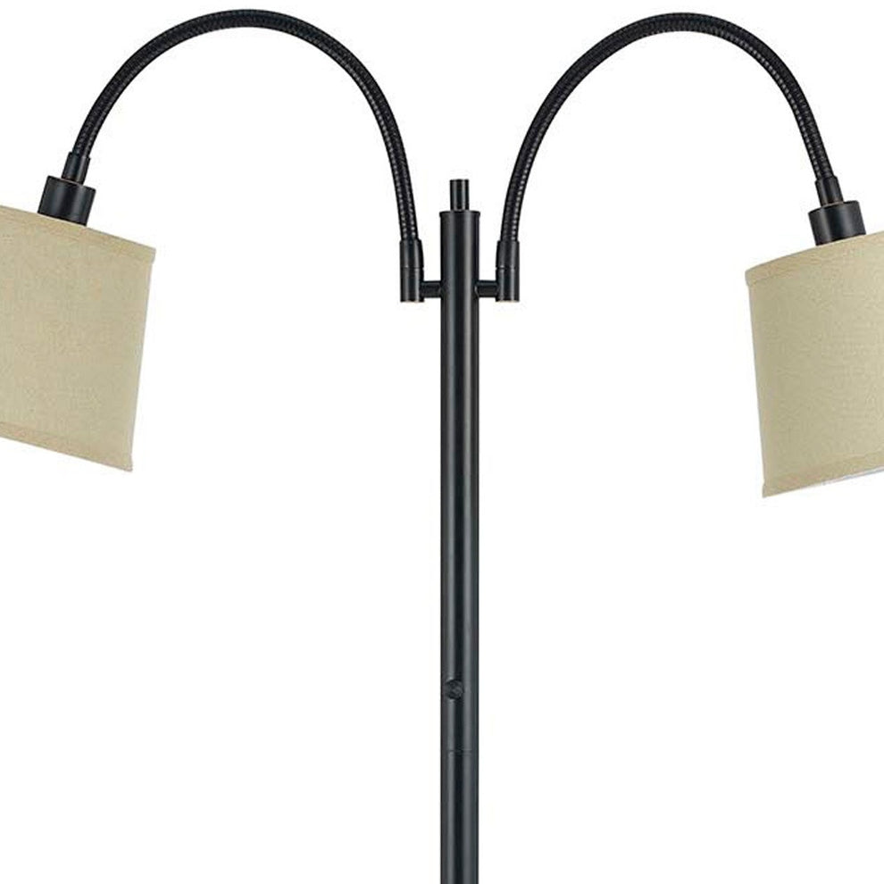 Bronze Two Light Traditional Shaped Floor Lamp With Tan Square Shade By Homeroots | Floor Lamps | Modishstore - 4