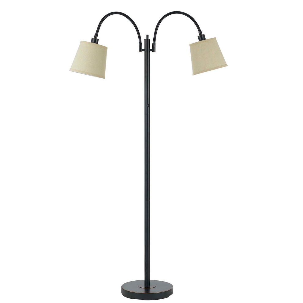 Bronze Two Light Traditional Shaped Floor Lamp With Tan Square Shade By Homeroots | Floor Lamps | Modishstore - 6