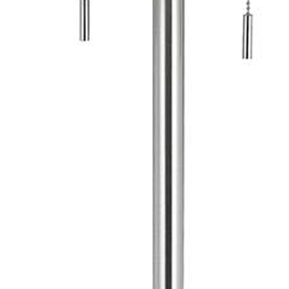 Nickel Two Light Traditional Shaped Floor Lamp With White Rectangular Shade By Homeroots | Floor Lamps | Modishstore - 3