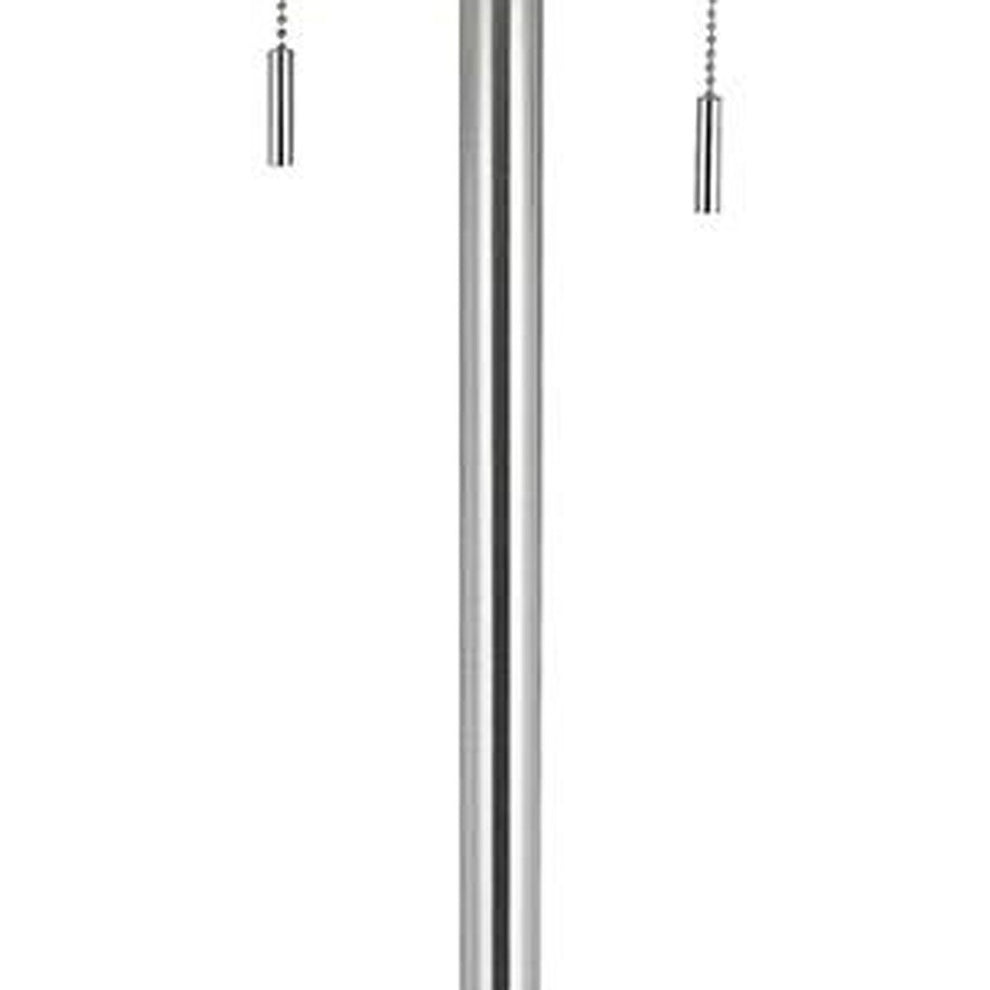 Nickel Two Light Traditional Shaped Floor Lamp With White Rectangular Shade By Homeroots | Floor Lamps | Modishstore - 4