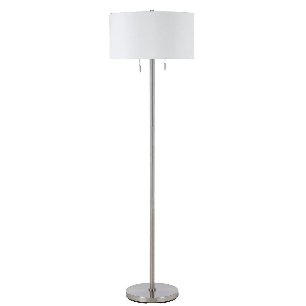 Nickel Two Light Traditional Shaped Floor Lamp With White Rectangular Shade By Homeroots | Floor Lamps | Modishstore - 6