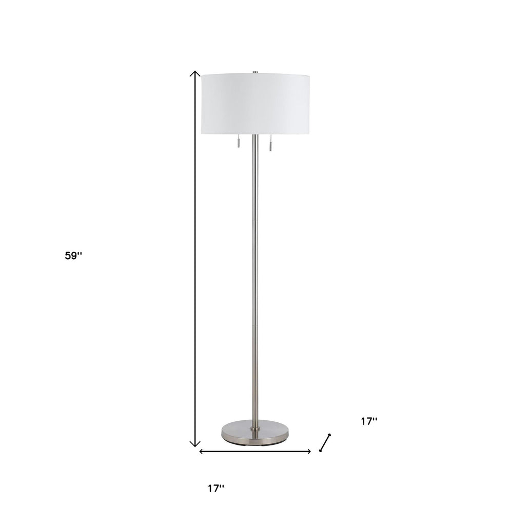 Nickel Two Light Traditional Shaped Floor Lamp With White Rectangular Shade By Homeroots | Floor Lamps | Modishstore - 5