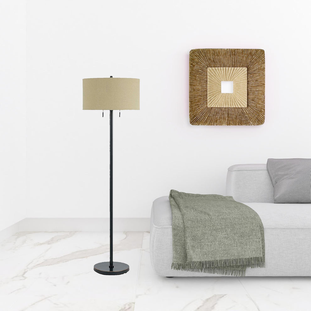Bronze Two Light Traditional Shaped Floor Lamp With Brown Rectangular Shade By Homeroots | Floor Lamps | Modishstore - 2