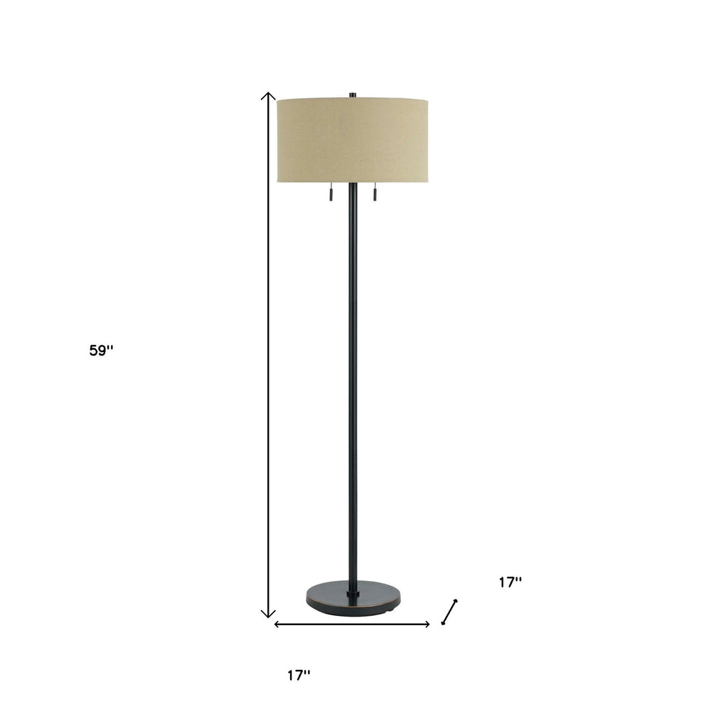 Bronze Two Light Traditional Shaped Floor Lamp With Brown Rectangular Shade By Homeroots | Floor Lamps | Modishstore - 5