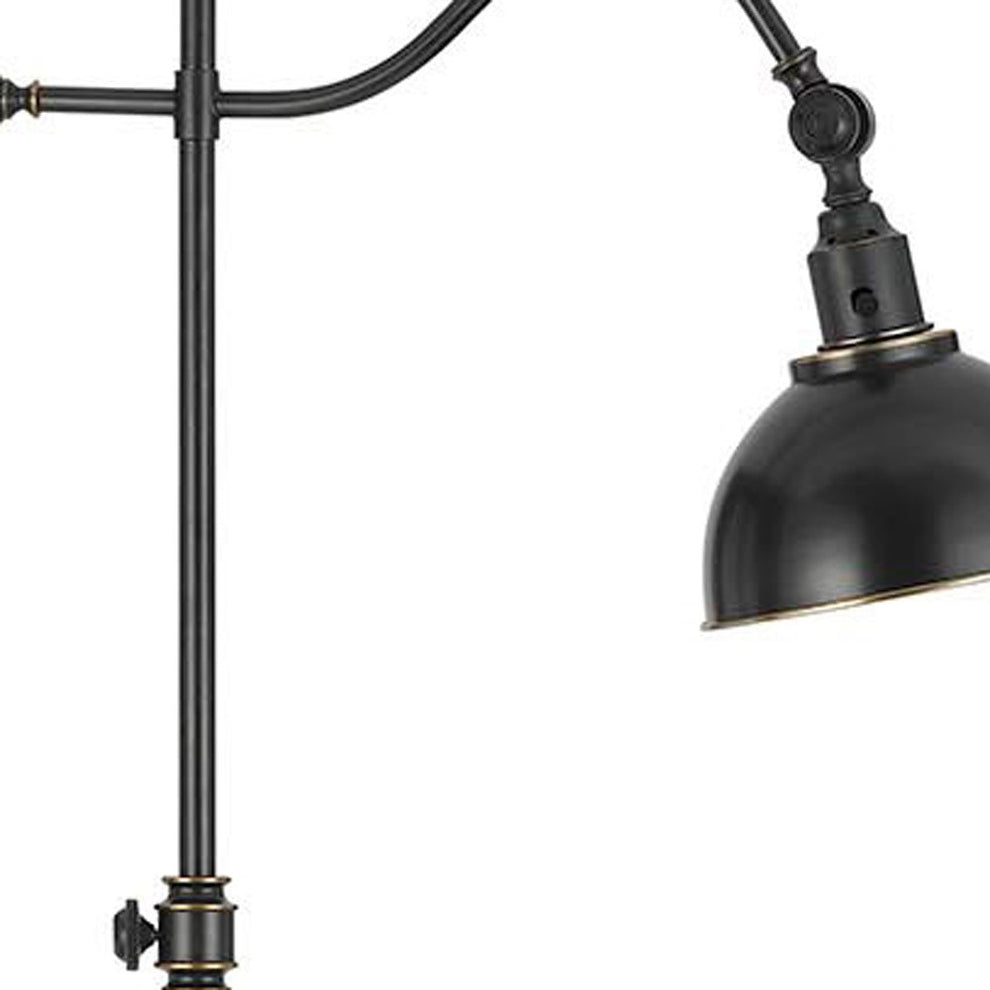 Bronze Adjustable Traditional Shaped Floor Lamp With Black Dome Shade By Homeroots | Floor Lamps | Modishstore - 3