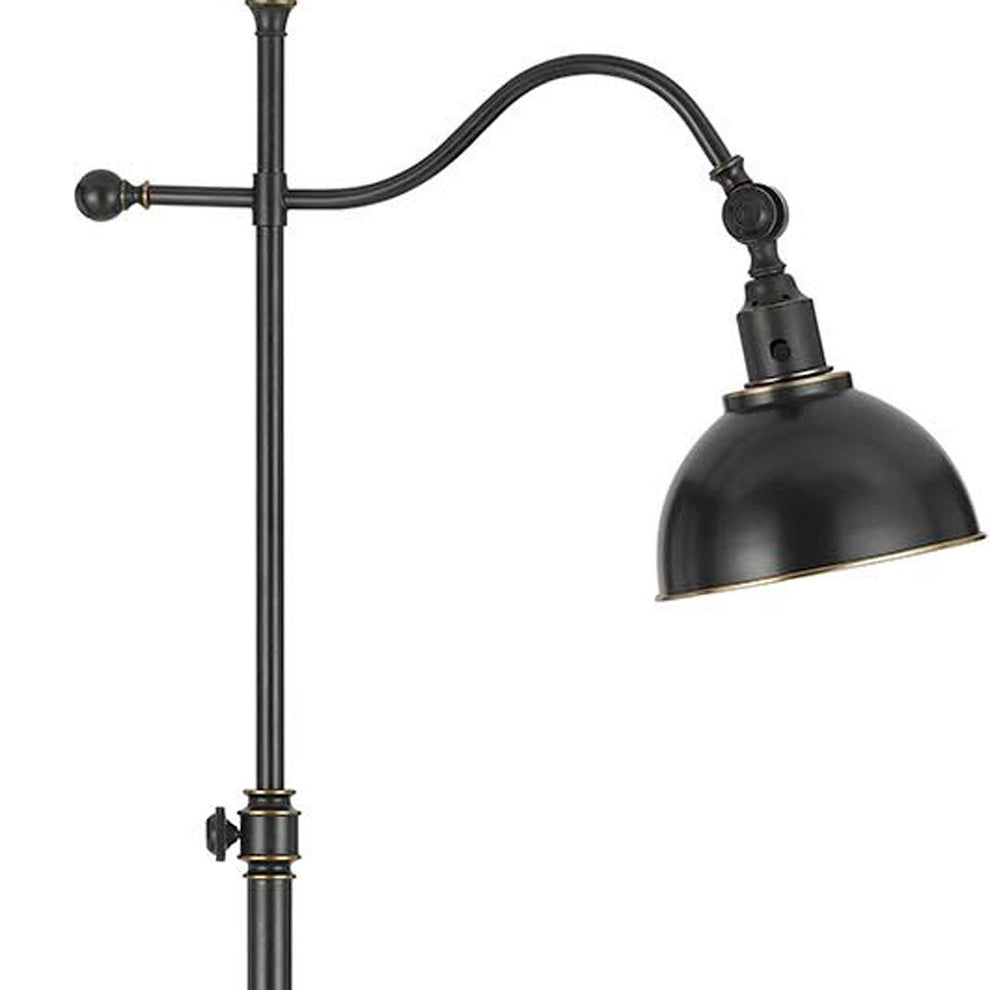 Bronze Adjustable Traditional Shaped Floor Lamp With Black Dome Shade By Homeroots | Floor Lamps | Modishstore - 4