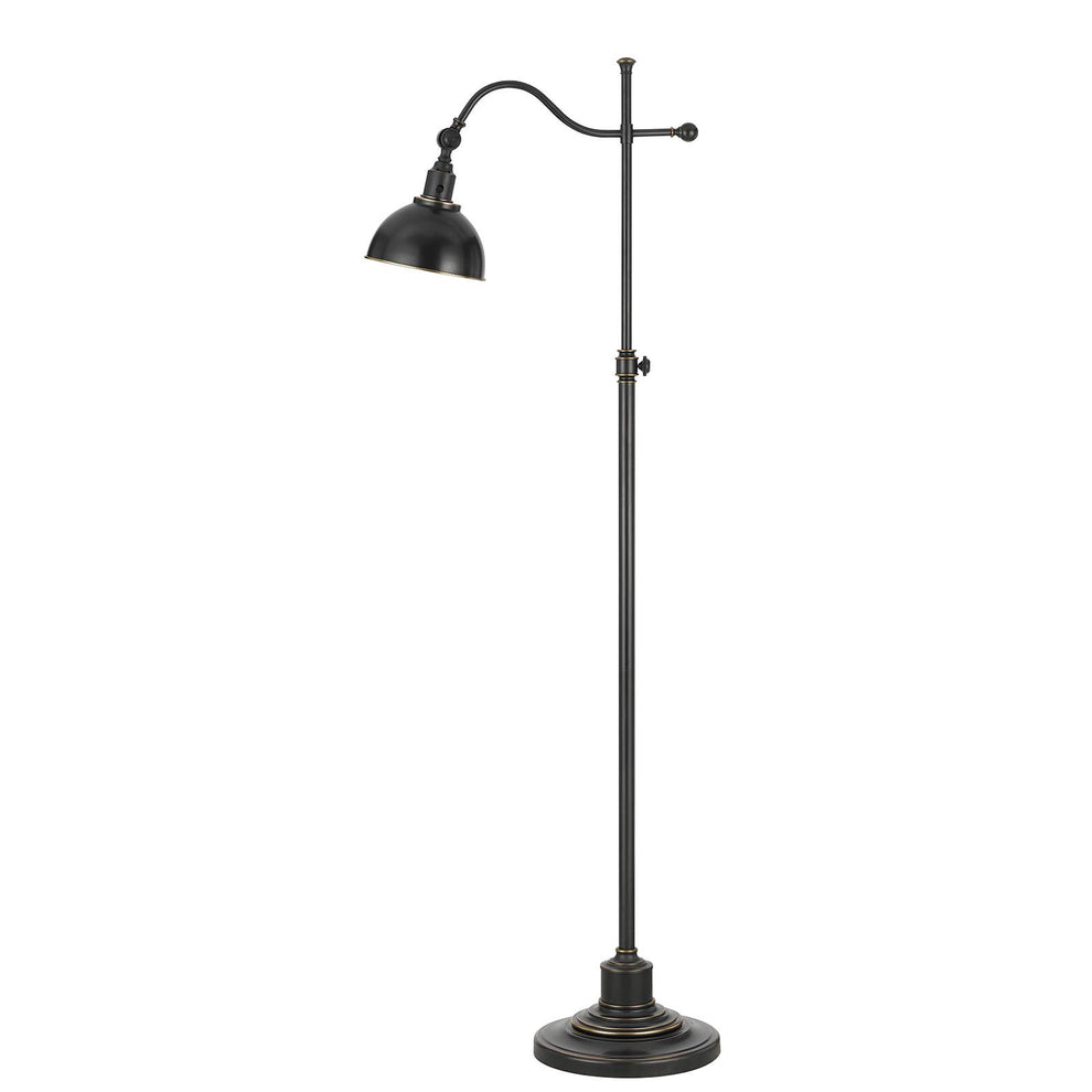 Bronze Adjustable Traditional Shaped Floor Lamp With Black Dome Shade By Homeroots | Floor Lamps | Modishstore - 6